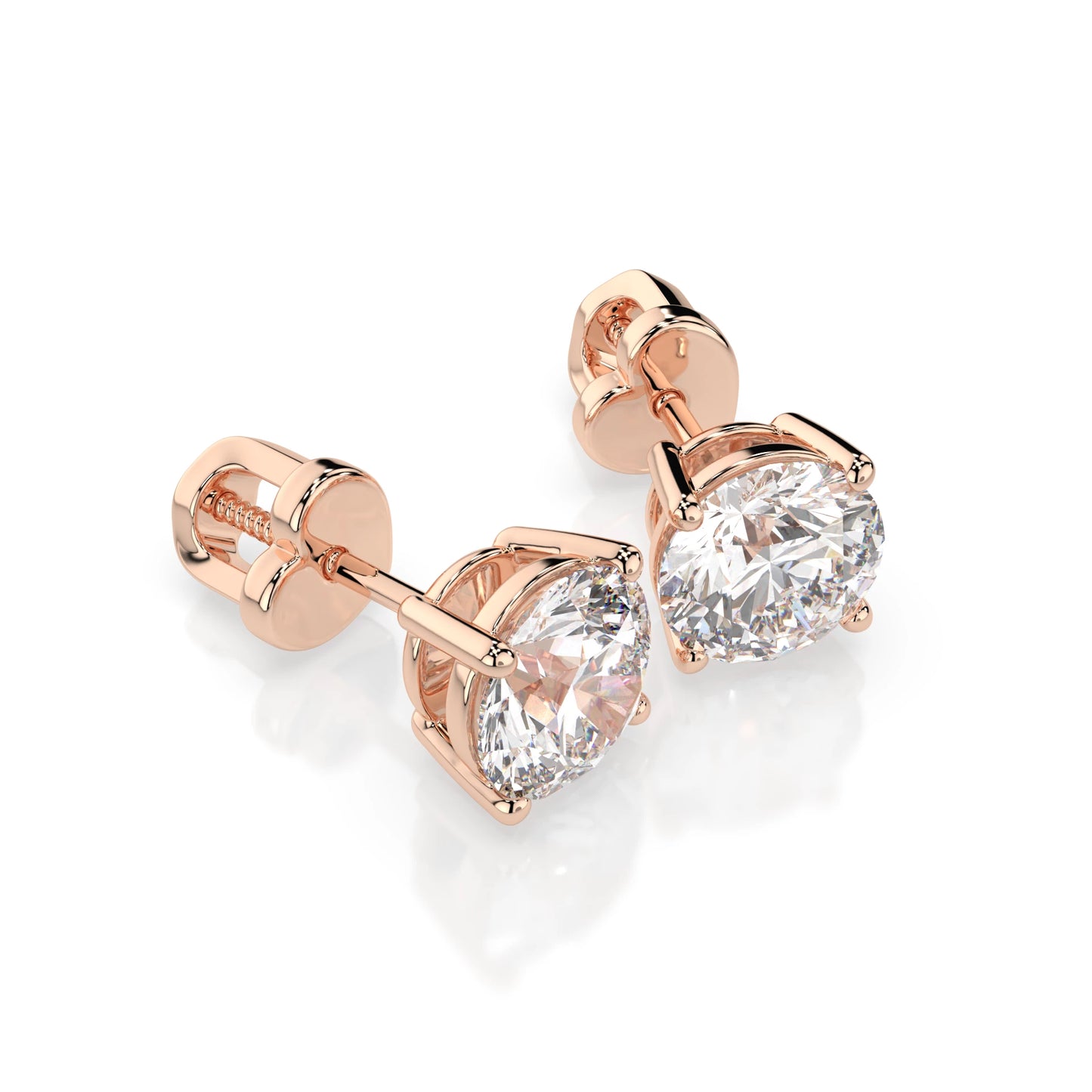 Solitär-Schmetterling-Ohrringe (Rund), 2.0 ct — 102-10012/1(6.5)
