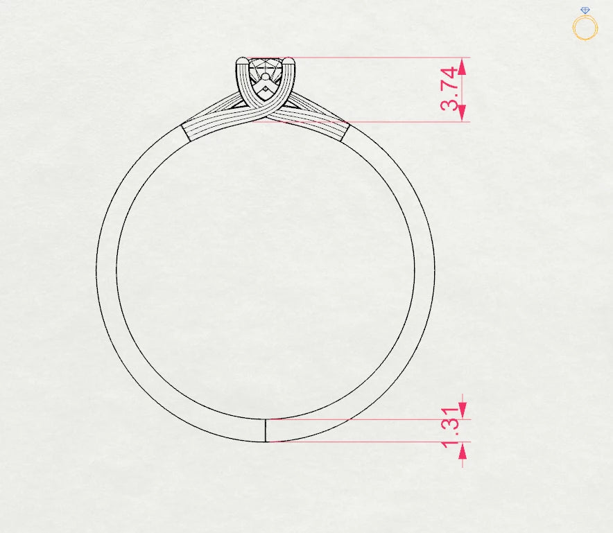 Solitär-Ring (Rund), 0.1 ct — 101-10014(3.0)