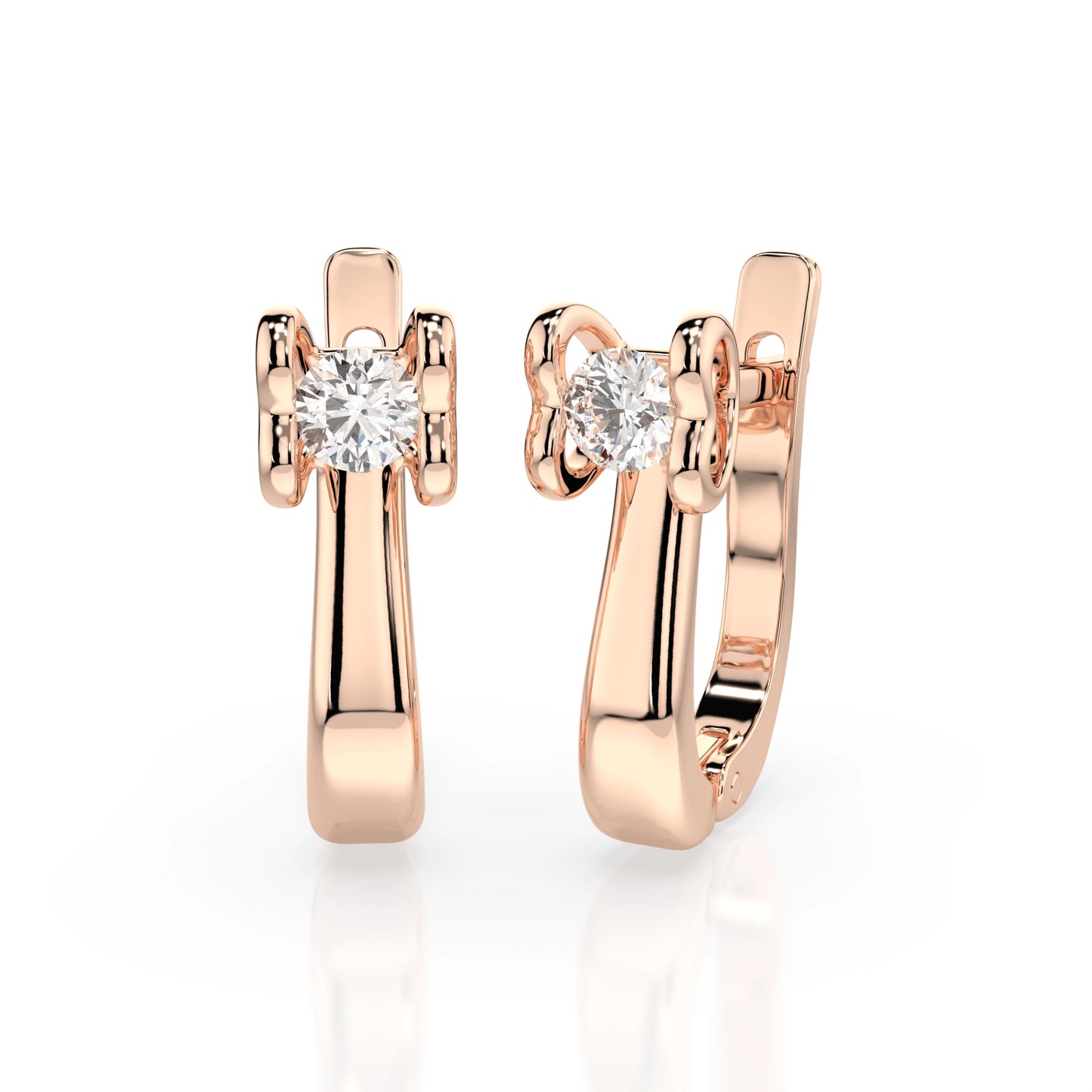 Solitär-Ohrringe mit englischem Verschluss (Rund), 0.2 ct — 102-10013(3.0)