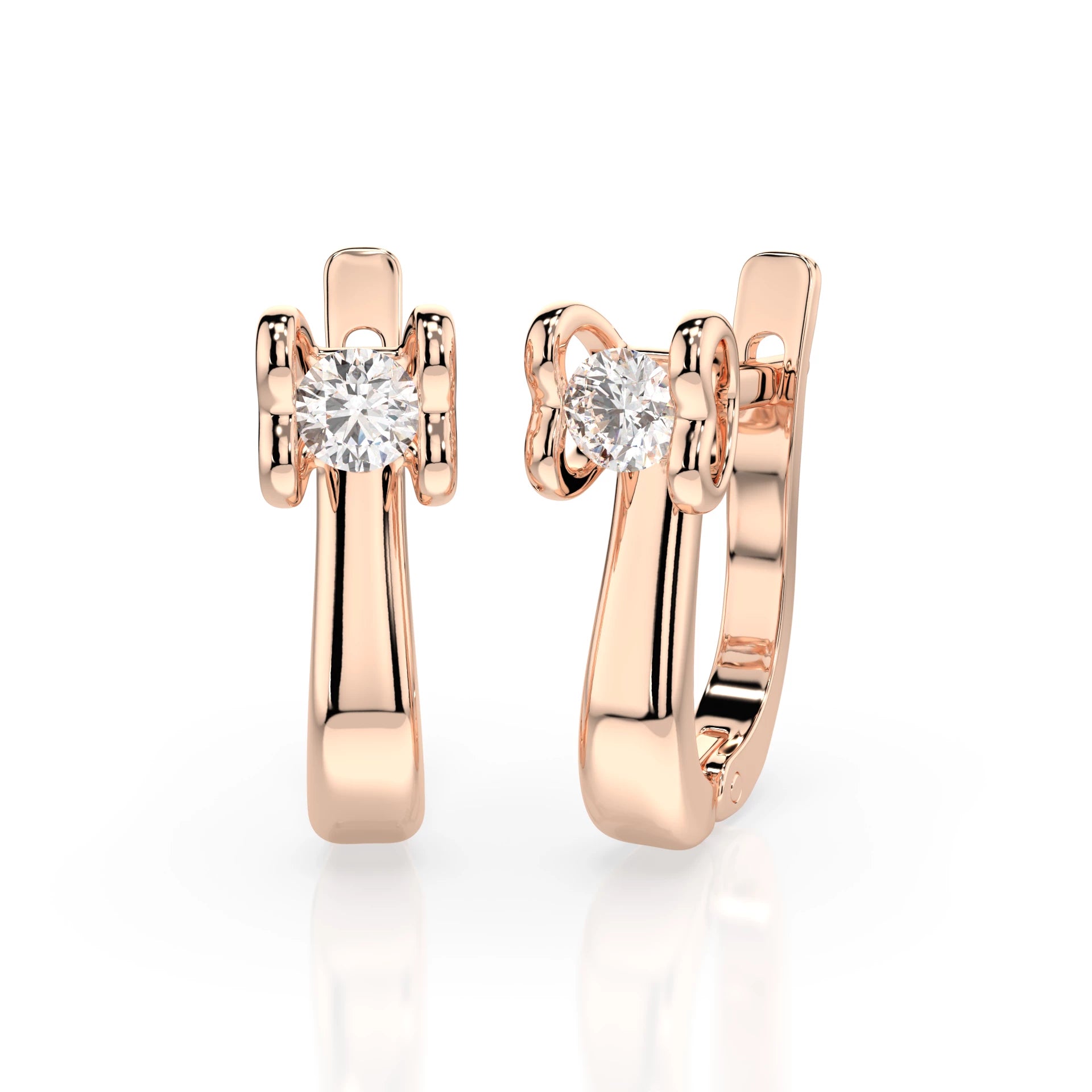 Solitär-Ohrringe mit englischem Verschluss (Rund), 0.2 ct — 102-10013(3.0)