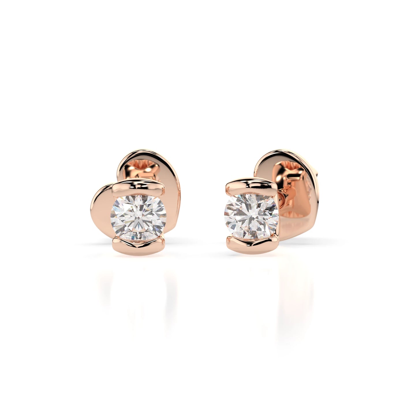 Solitär-Schmetterling-Ohrringe (Rund), 0.3 ct — 102-10016(3.4)