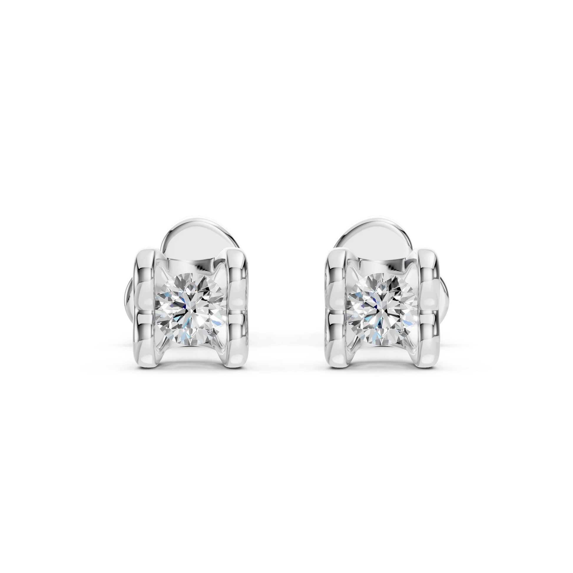 Solitär-Schmetterling-Ohrringe (Rund), 0.2 ct — 102-10013/2(3.0)