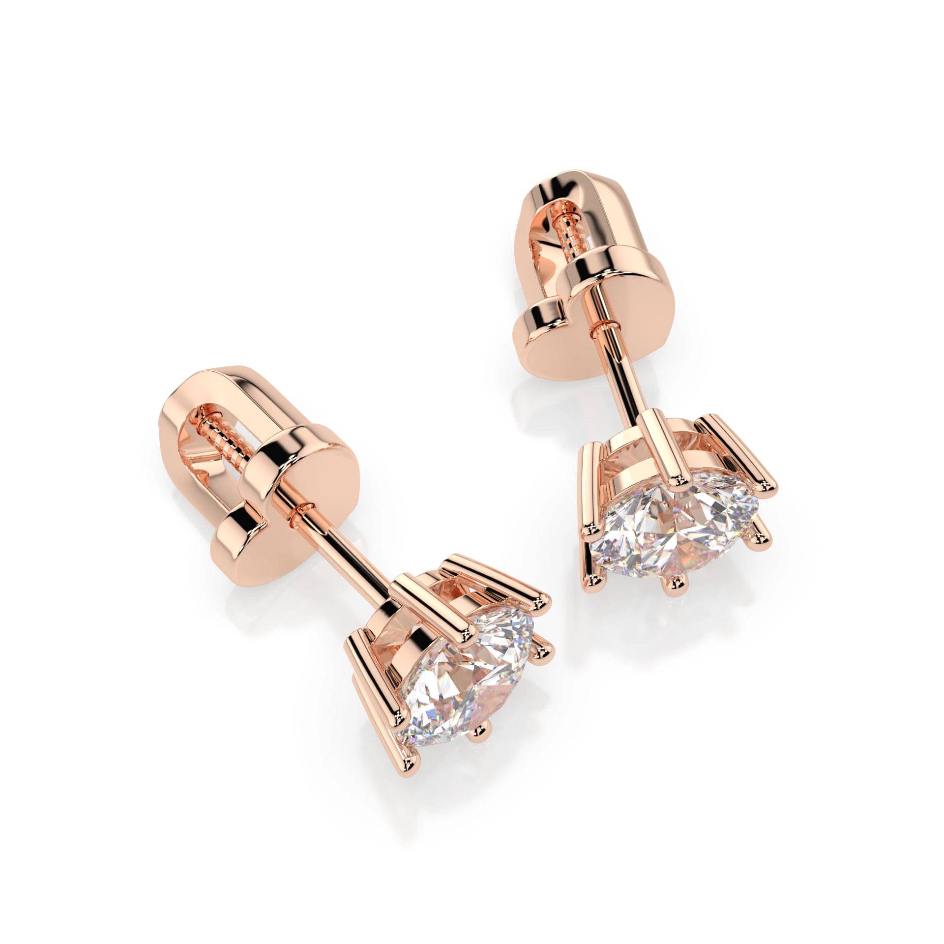 Solitär-Schmetterling-Ohrringe (Rund), 1.0 ct — 102-10151(5.1)