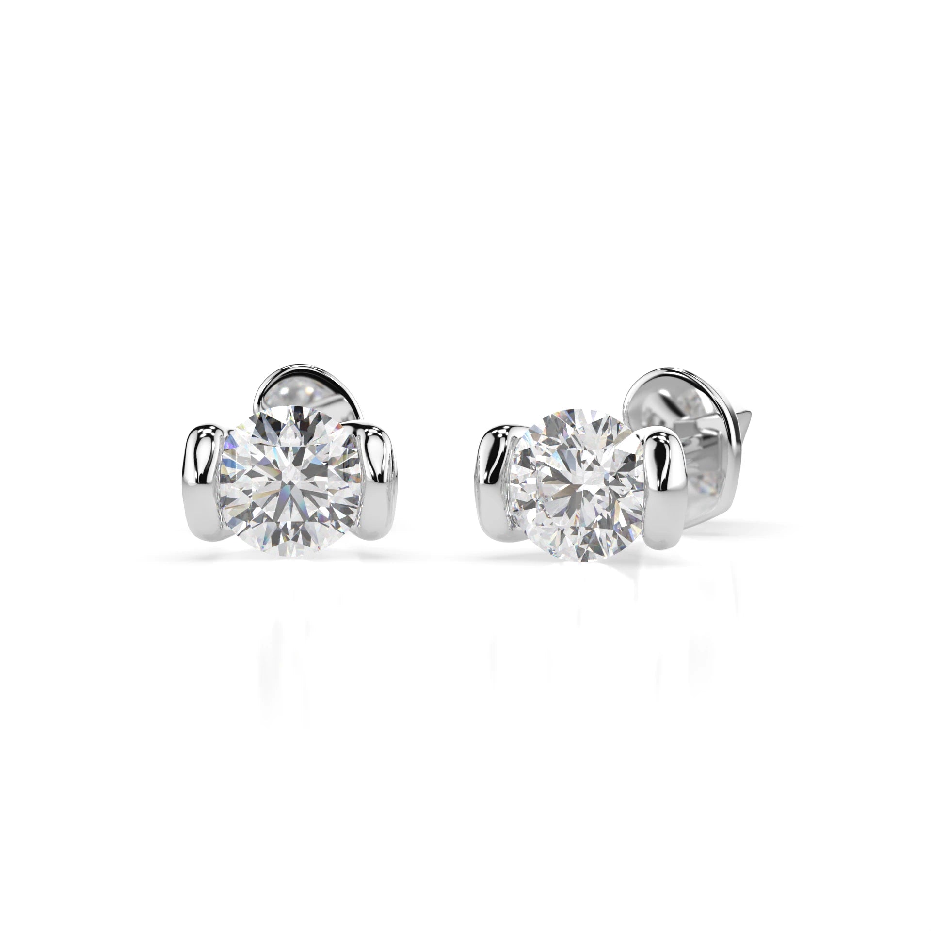 Solitär-Schmetterling-Ohrringe (Rund), 0.6 ct — 102-10016(4.2)