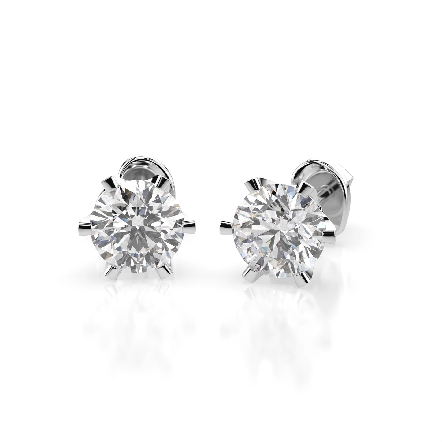 Solitär-Schmetterling-Ohrringe (Rund), 0.9 ct — 102-10040/1(4.8)
