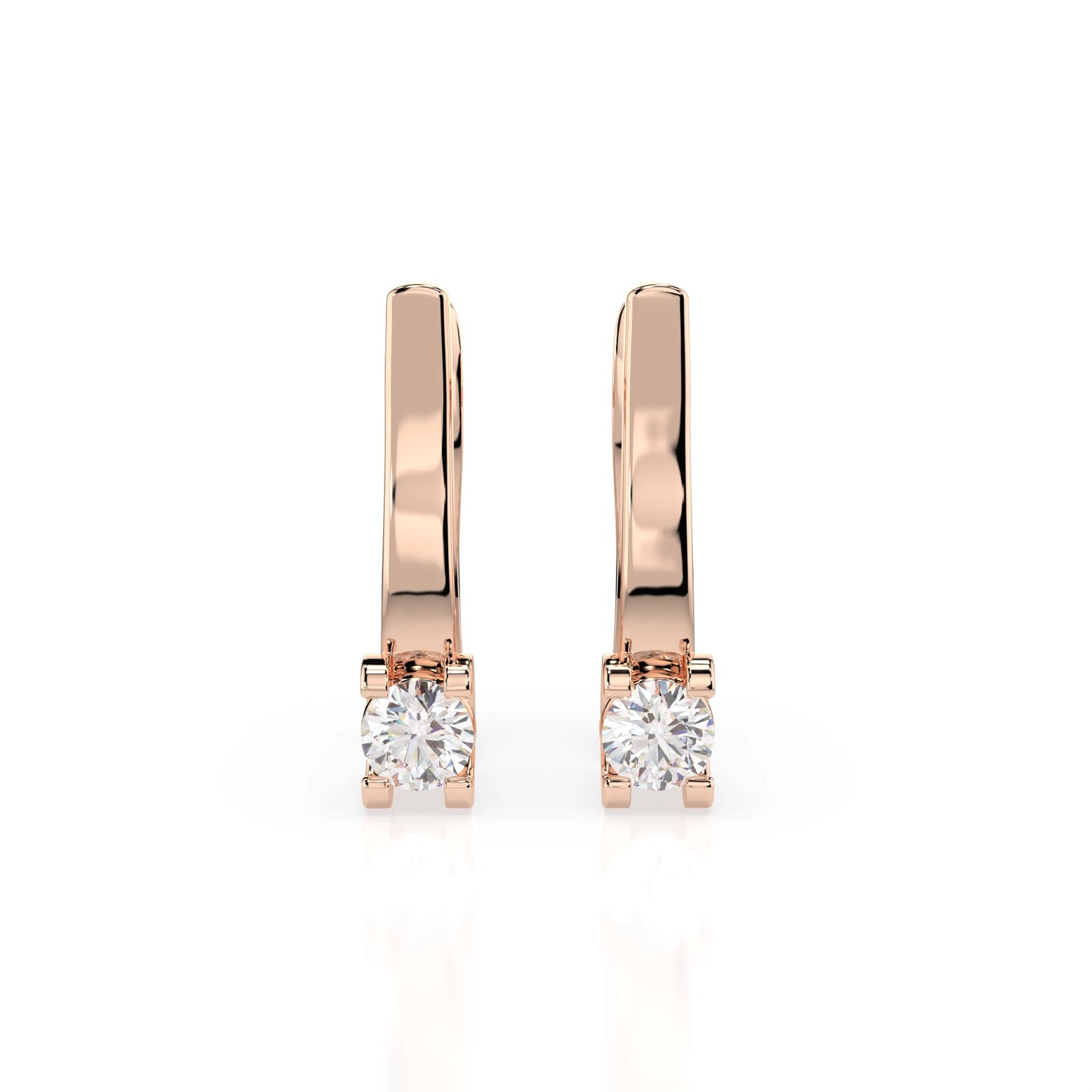Solitär-Ohrringe mit englischem Verschluss (Rund), 0.3 ct — 102-10022(3.4)