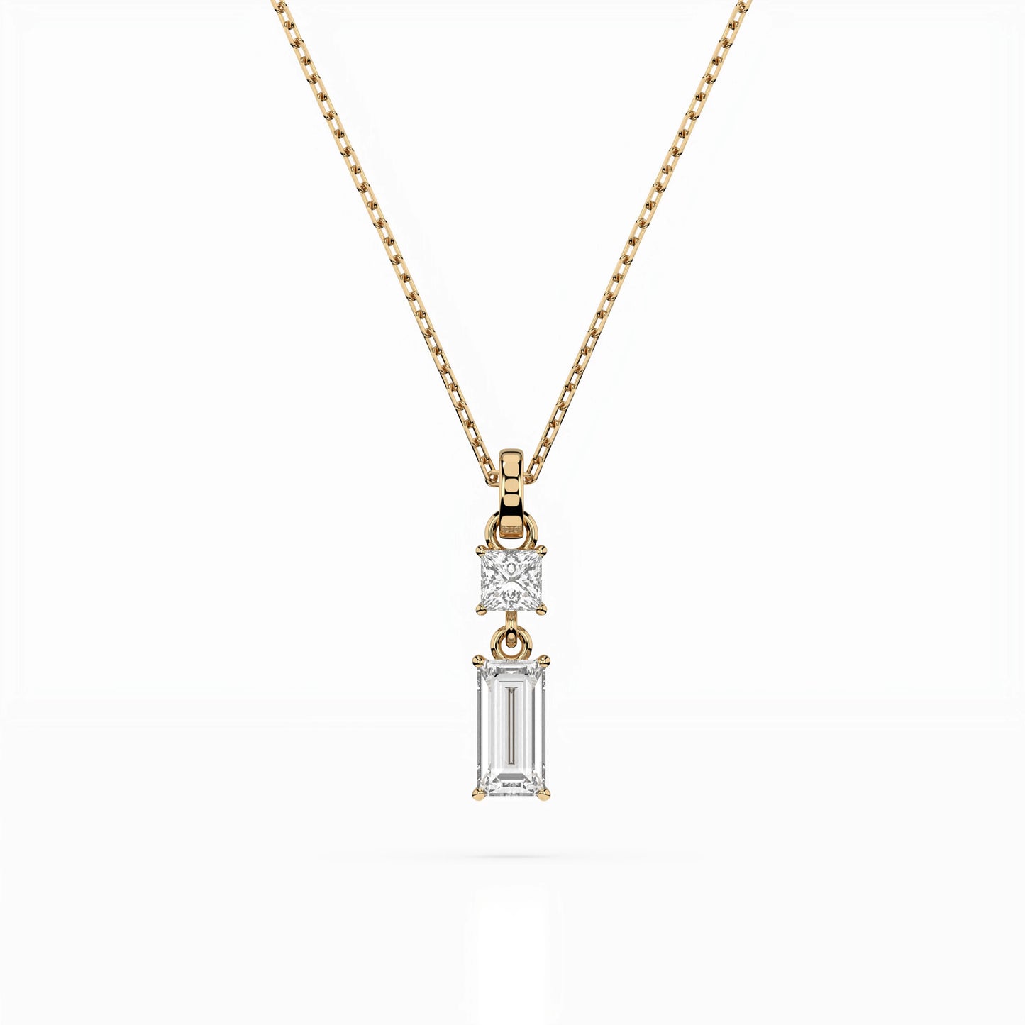 Solitär-Halskette (Baguette), 0.1 ct — 104-10071/1(0.30)BAQ