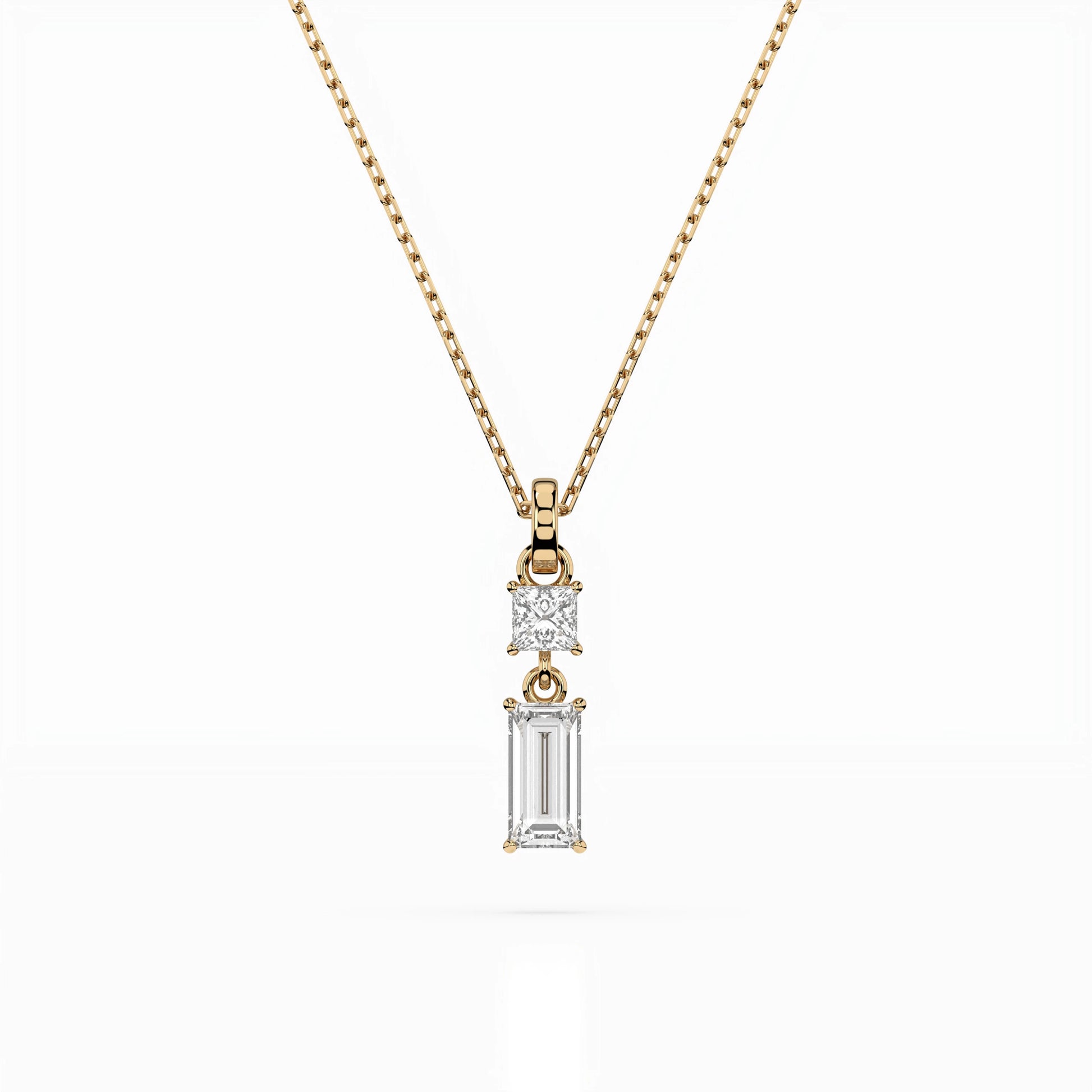 Solitär-Halskette (Baguette), 0.1 ct — 104-10071/1(0.30)BAQ