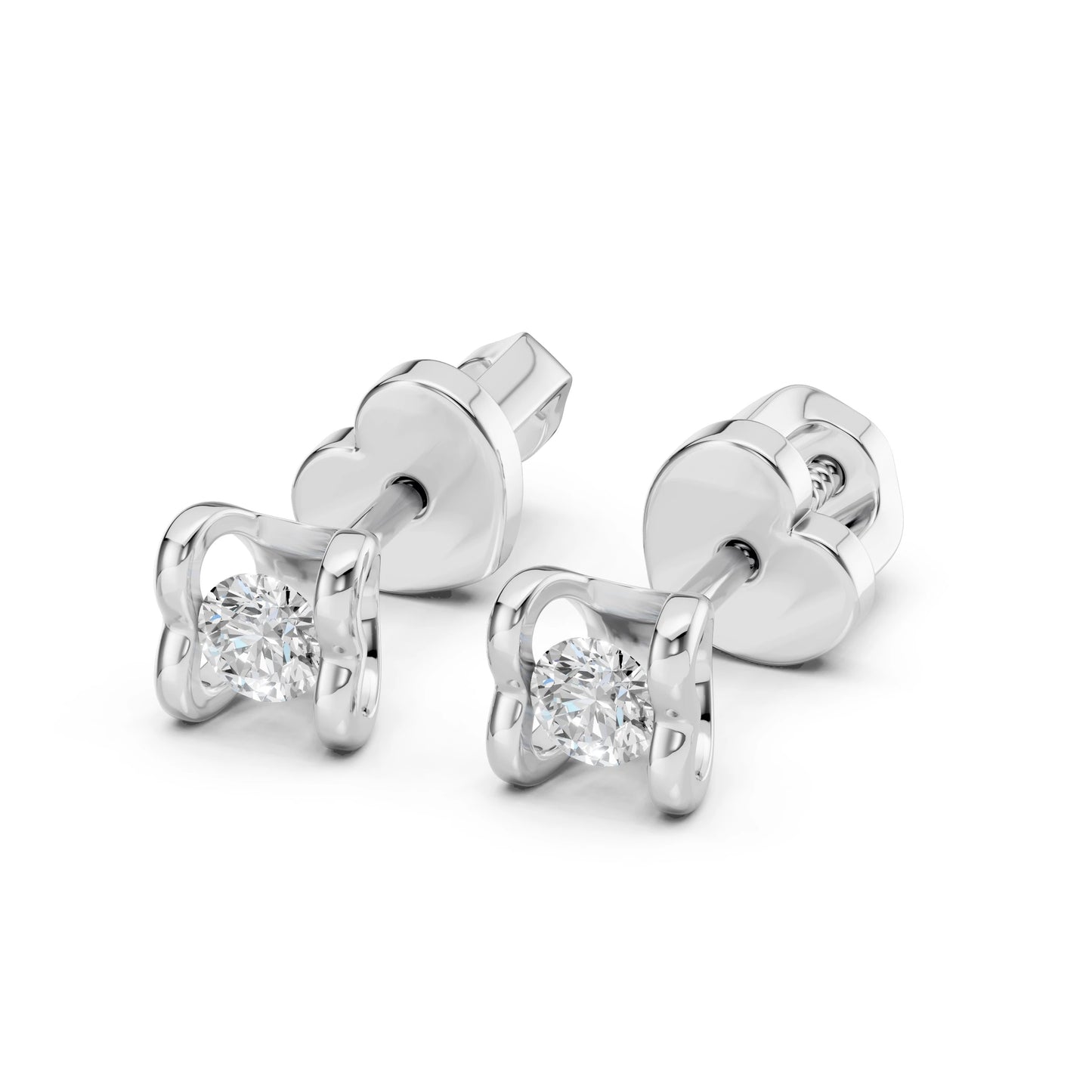 Solitär-Schmetterling-Ohrringe (Rund), 0.2 ct — 102-10013/2(3.0)
