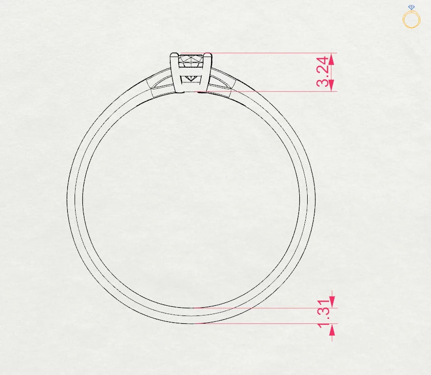 Solitär-Ring (Rund), 0.15 ct — 101-10012/1(3.4)