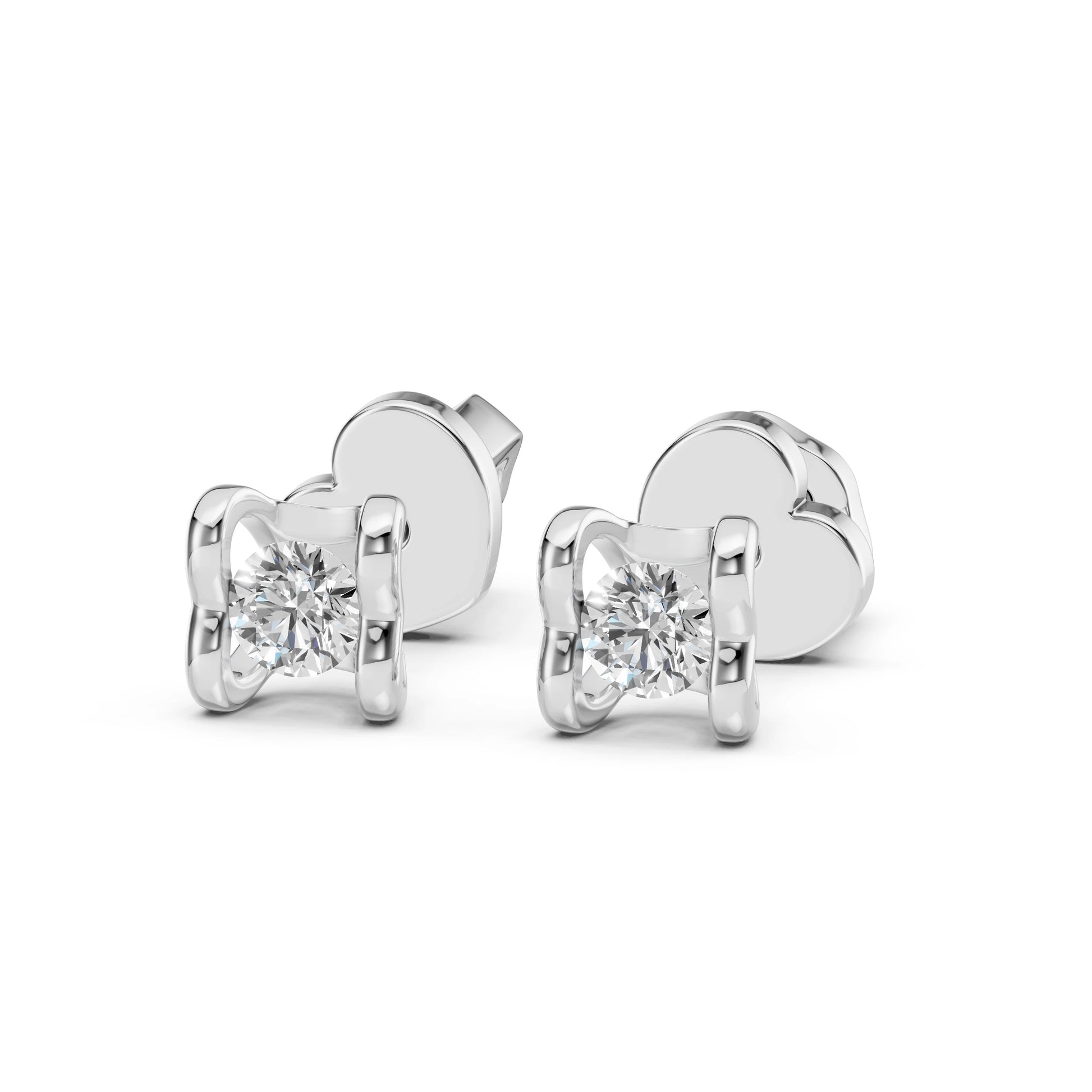 Solitär-Schmetterling-Ohrringe (Rund), 0.2 ct — 102-10013/2(3.0)