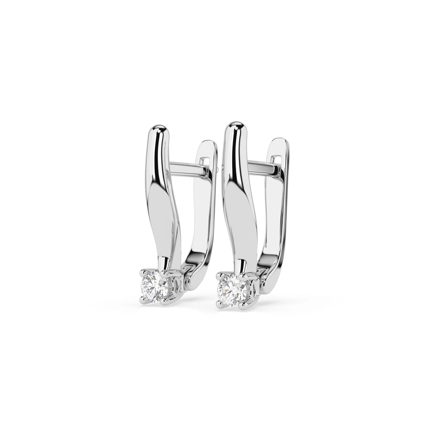 Solitär-Ohrringe mit englischem Verschluss (Rund), 0.12 ct — 102-10035(2.5)