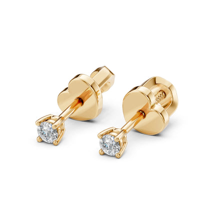 Solitär-Schmetterling-Ohrringe (Rund), 0.12 ct — 102-10012/1(2.5)