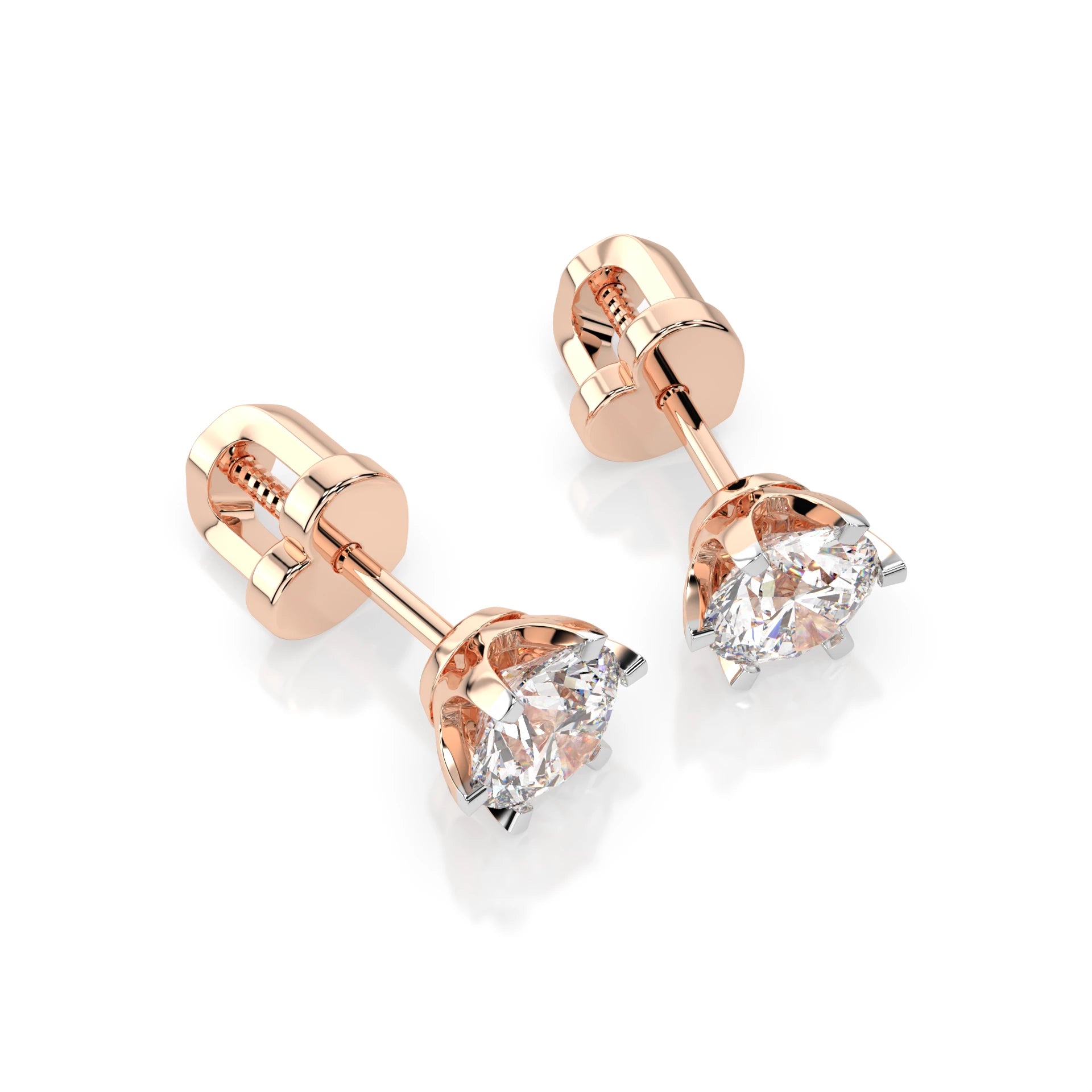 Solitär-Schmetterling-Ohrringe (Rund), 0.9 ct — 102-10040/1(4.8)
