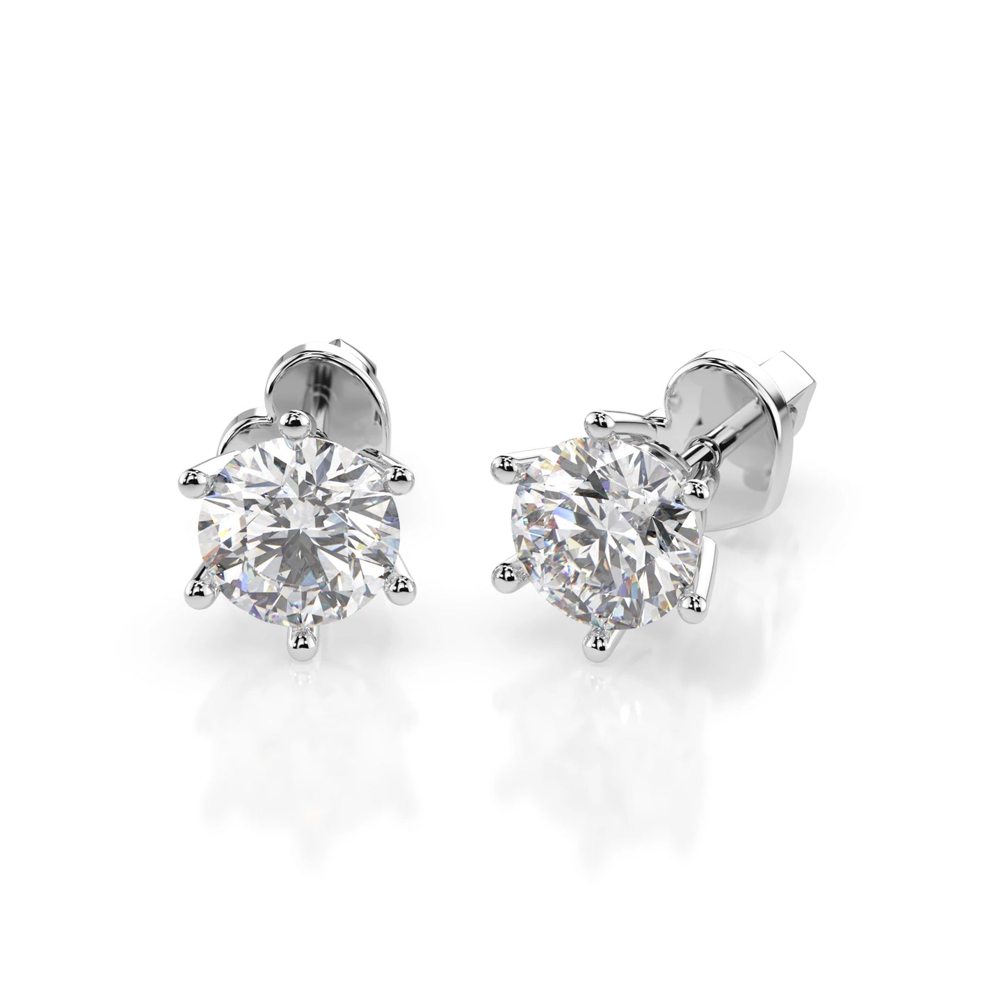 Solitär-Schmetterling-Ohrringe (Rund), 1.0 ct — 102-10151(5.1)