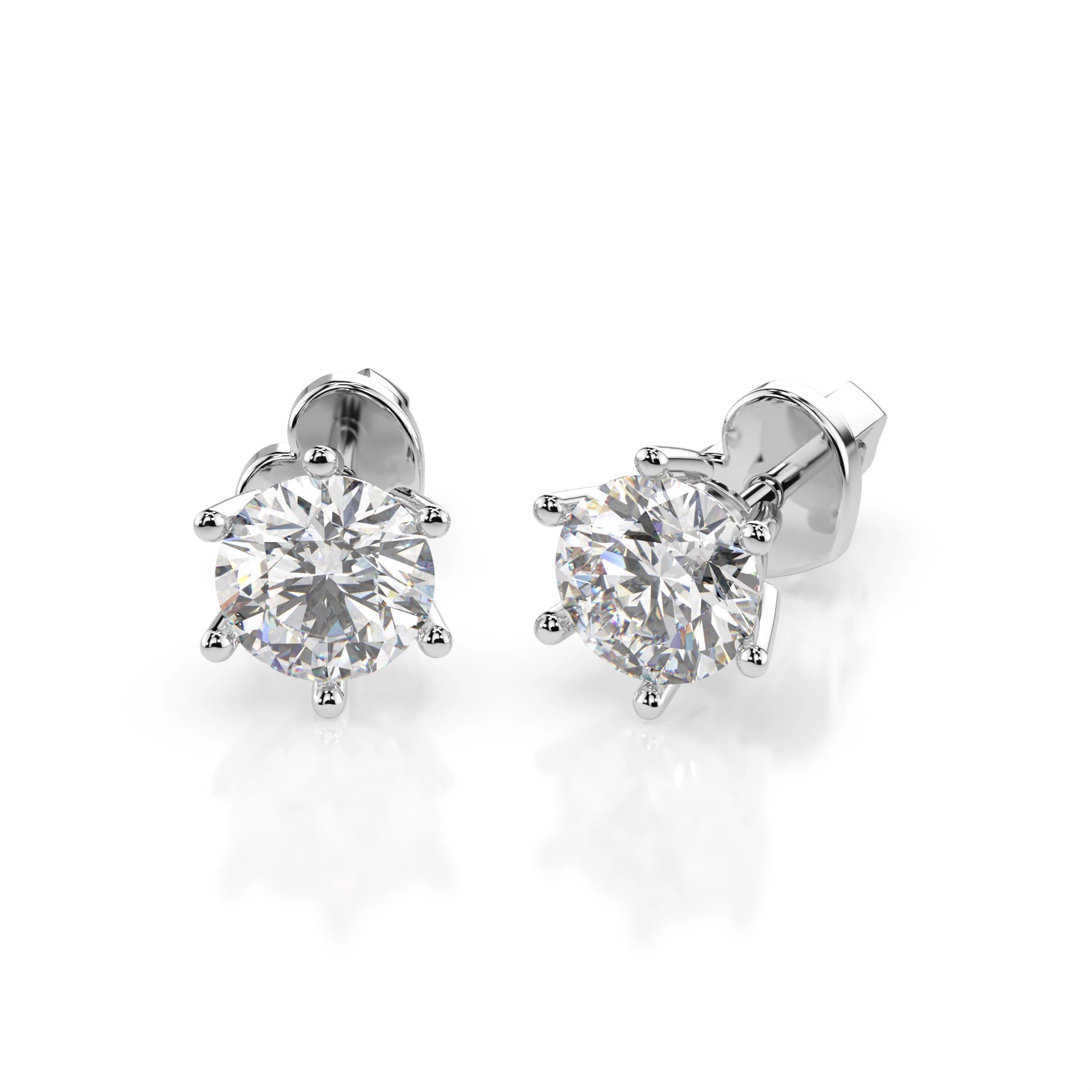 Solitär-Schmetterling-Ohrringe (Rund), 1.0 ct — 102-10151(5.1)