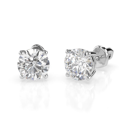 Solitär-Schmetterling-Ohrringe (Rund), 2.0 ct — 102-10012/1(6.5)