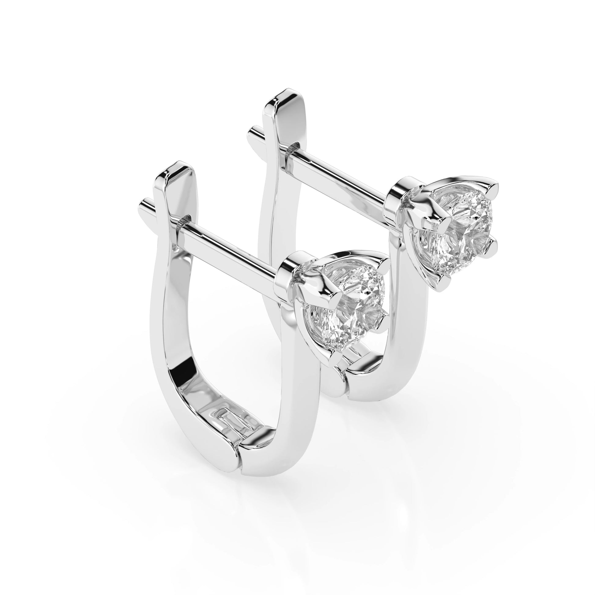Solitär-Ohrringe mit englischem Verschluss (Rund), 0.6 ct — 102-10089(4.2)