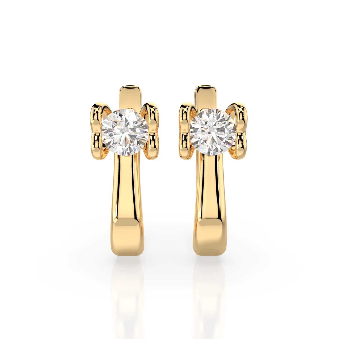 Solitär-Ohrringe mit englischem Verschluss (Rund), 0.5 ct — 102-10013(4.0)
