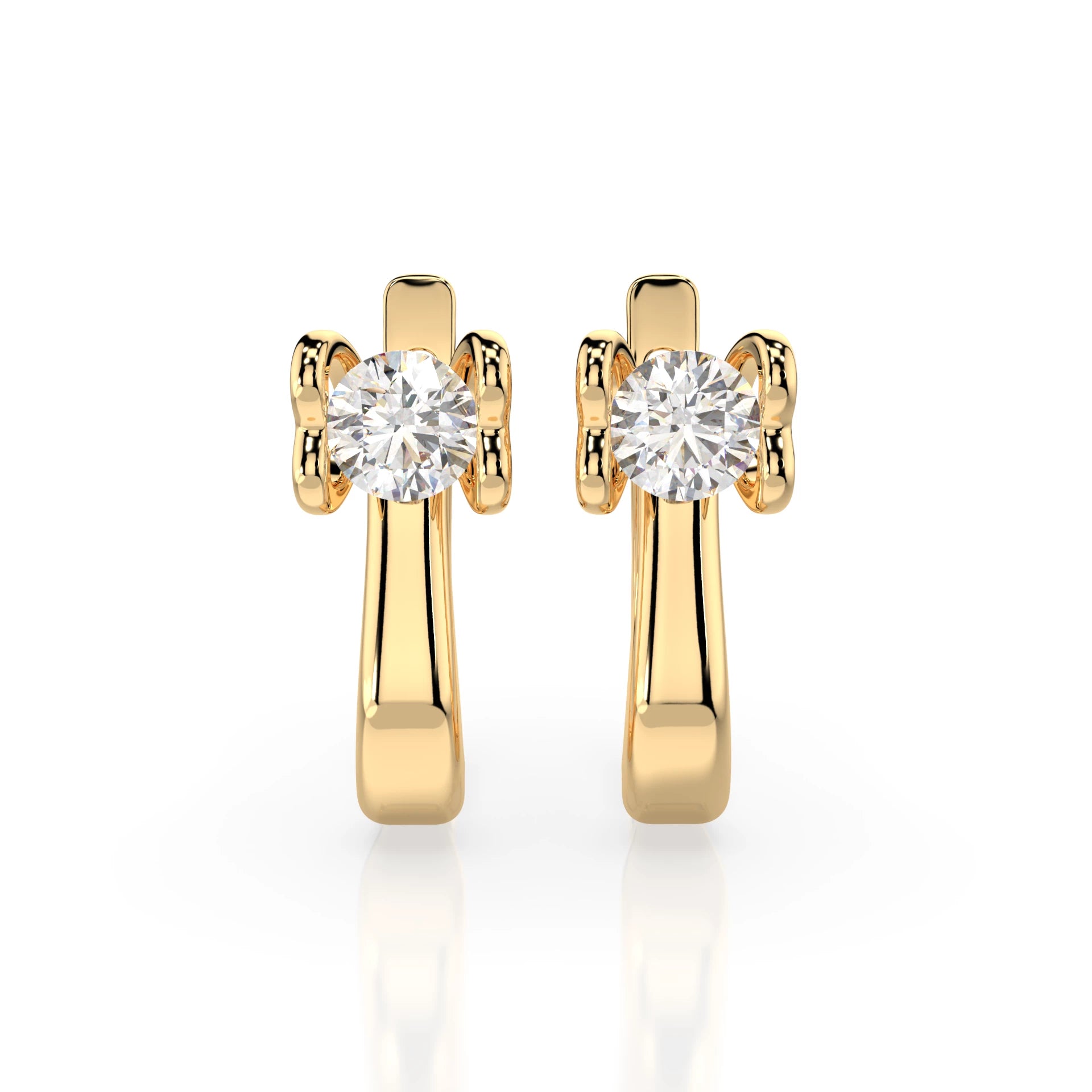Solitär-Ohrringe mit englischem Verschluss (Rund), 0.5 ct — 102-10013(4.0)