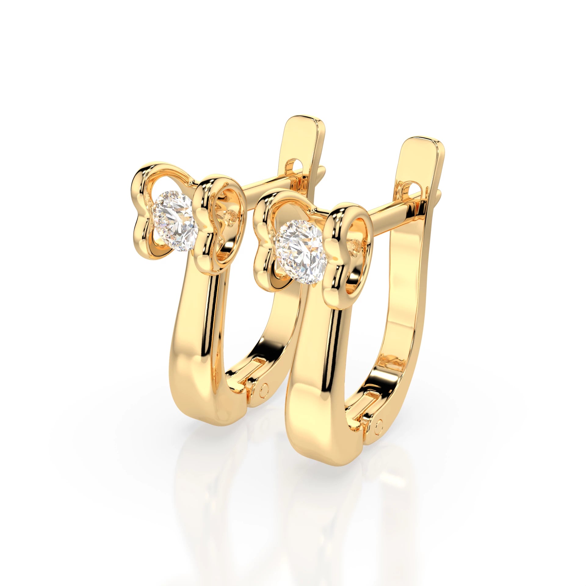 Solitär-Ohrringe mit englischem Verschluss (Rund), 0.2 ct — 102-10013(3.0)