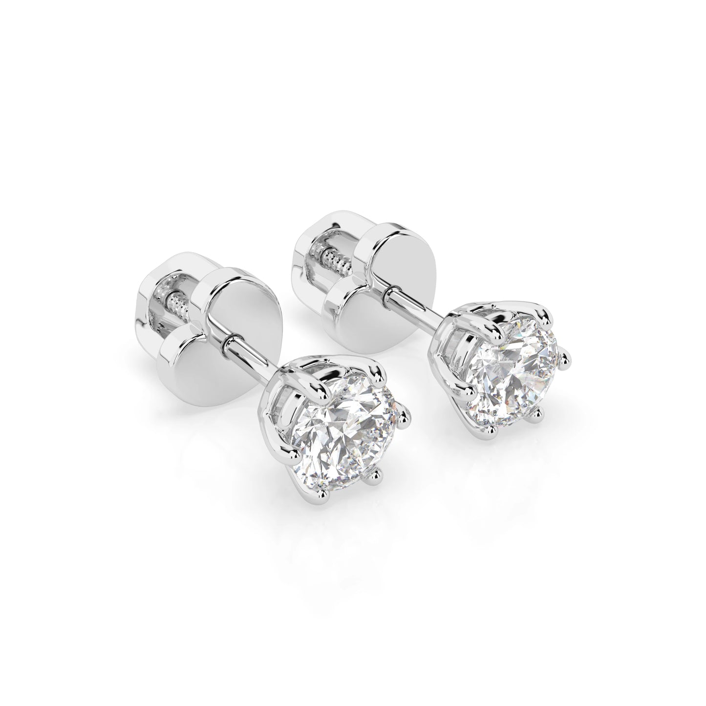 Solitär-Schmetterling-Ohrringe (Rund), 0.6 ct — 102-10027(4.2)