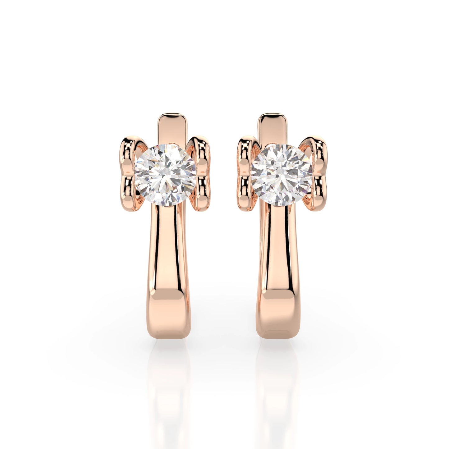 Solitär-Ohrringe mit englischem Verschluss (Rund), 0.5 ct — 102-10013(4.0)