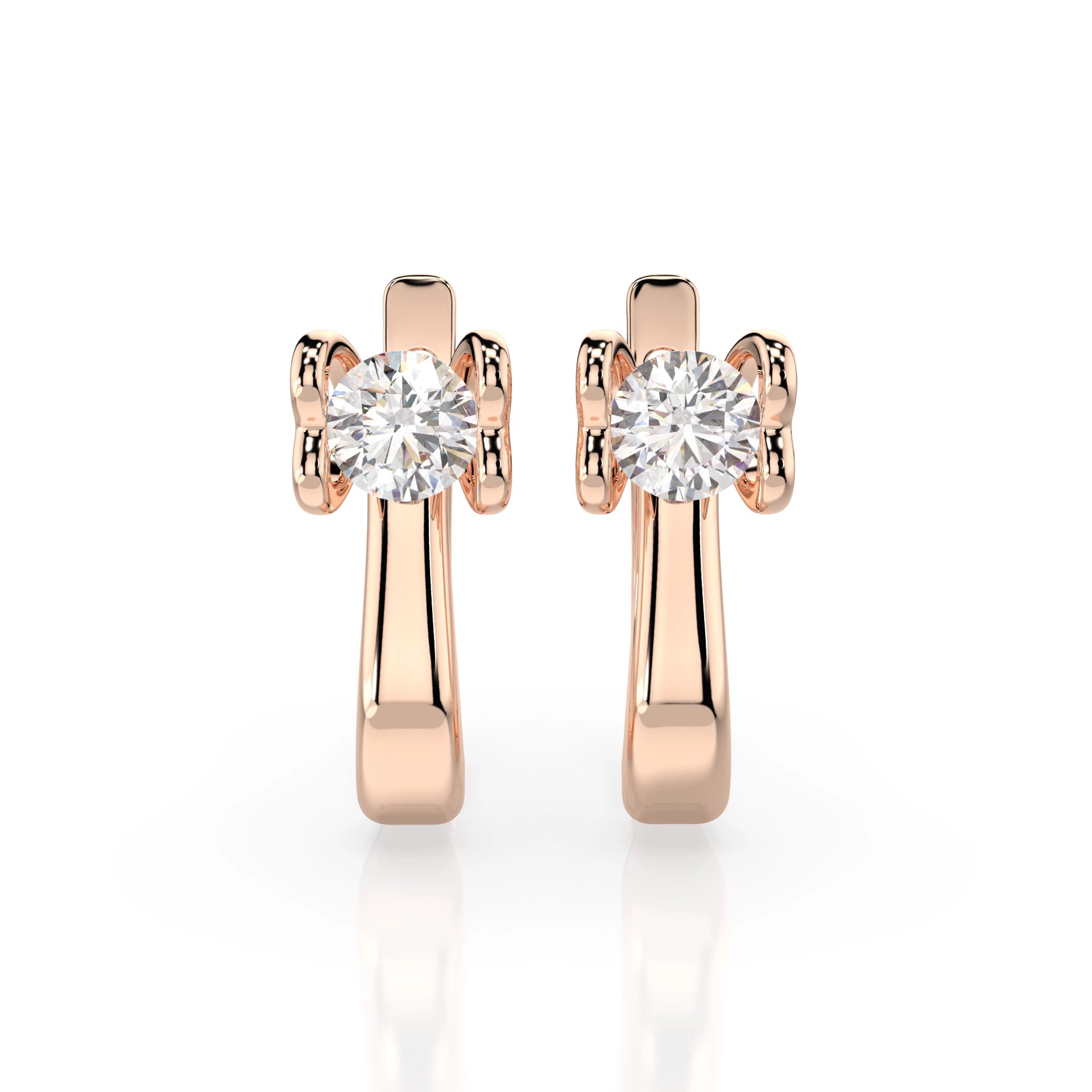 Solitär-Ohrringe mit englischem Verschluss (Rund), 0.5 ct — 102-10013(4.0)