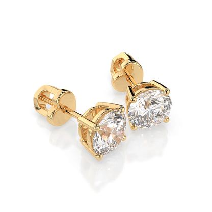 Solitär-Schmetterling-Ohrringe (Rund), 2.0 ct — 102-10012/1(6.5)