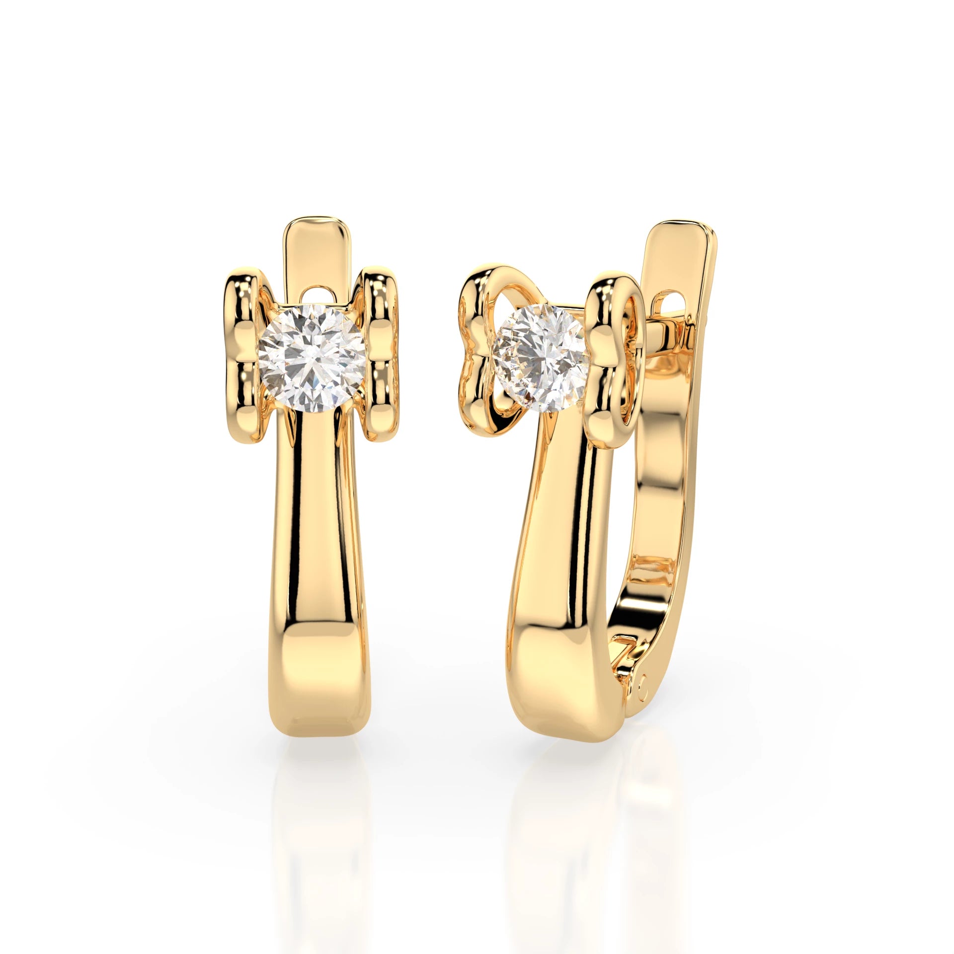 Solitär-Ohrringe mit englischem Verschluss (Rund), 0.2 ct — 102-10013(3.0)