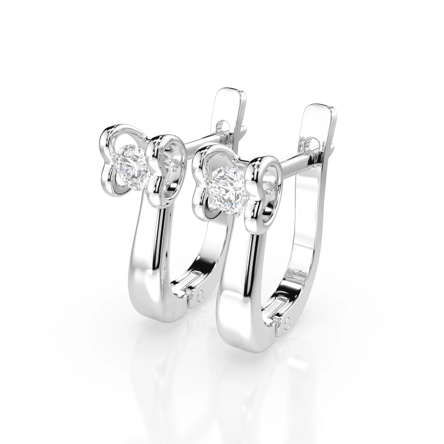 Solitär-Ohrringe mit englischem Verschluss (Rund), 0.2 ct — 102-10013(3.0)