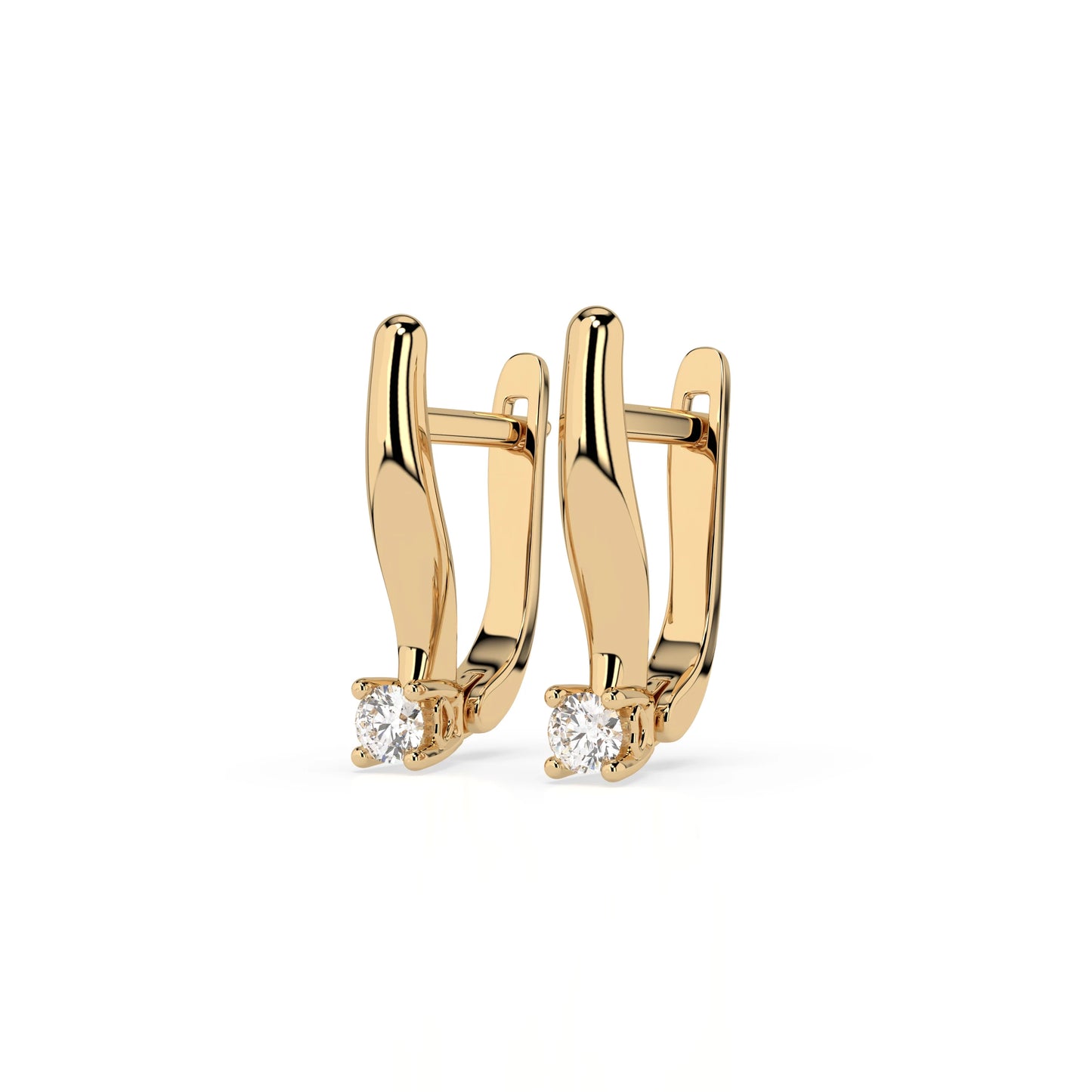 Solitär-Ohrringe mit englischem Verschluss (Rund), 0.12 ct — 102-10035(2.5)