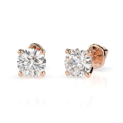 Solitär-Schmetterling-Ohrringe (Rund), 1.0 ct — 102-10012/1(5.1)