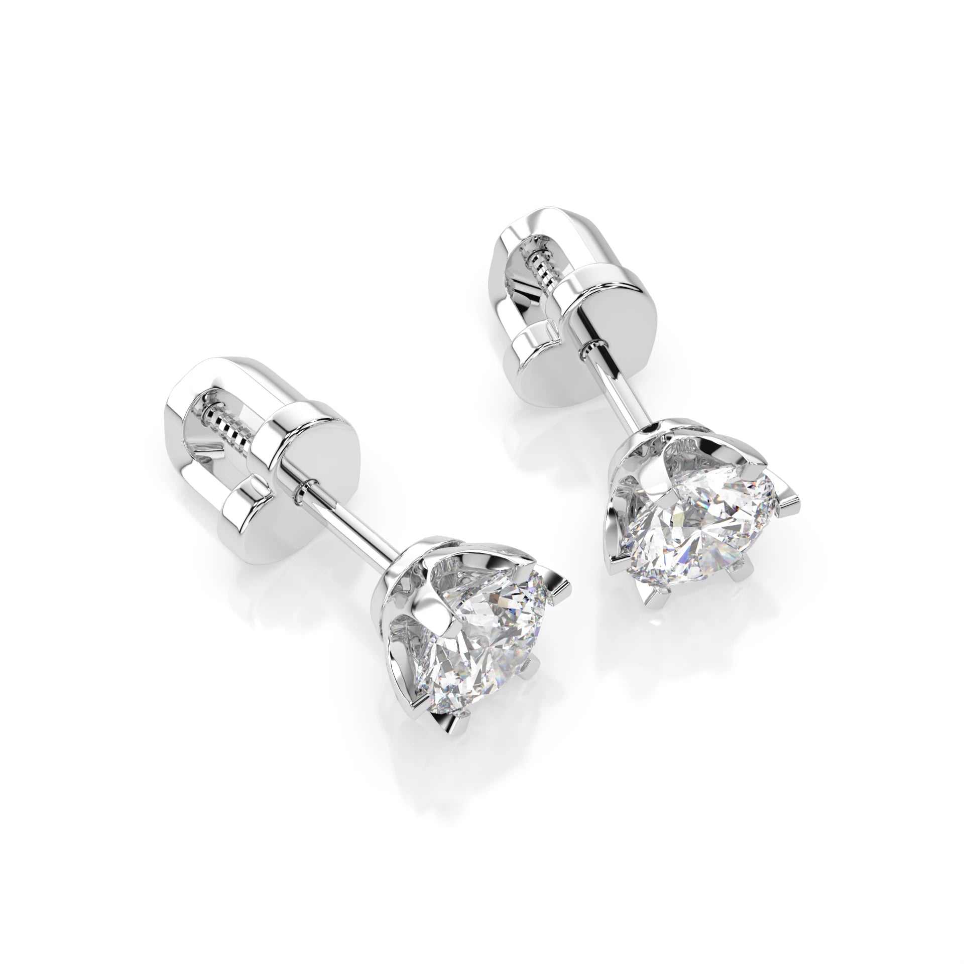 Solitär-Schmetterling-Ohrringe (Rund), 1.0 ct — 102-10040/1(5.1)