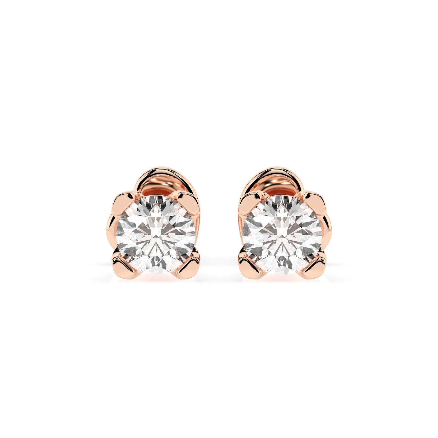 Solitär-Schmetterling-Ohrringe (Rund), 0.6 ct — 102-10089/2(4.2)