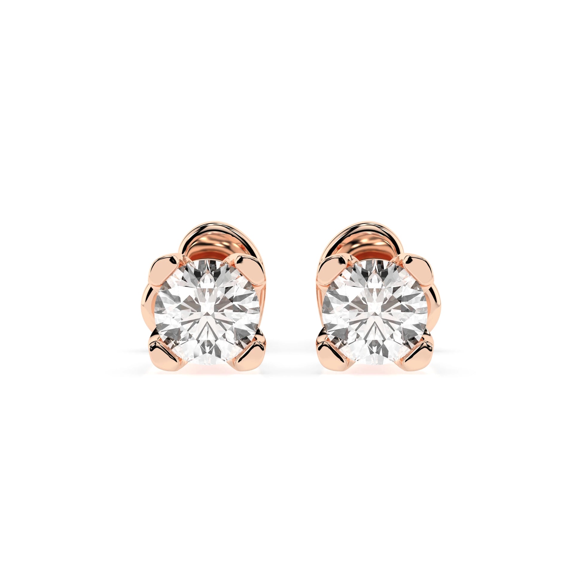 Solitär-Schmetterling-Ohrringe (Rund), 0.6 ct — 102-10089/2(4.2)