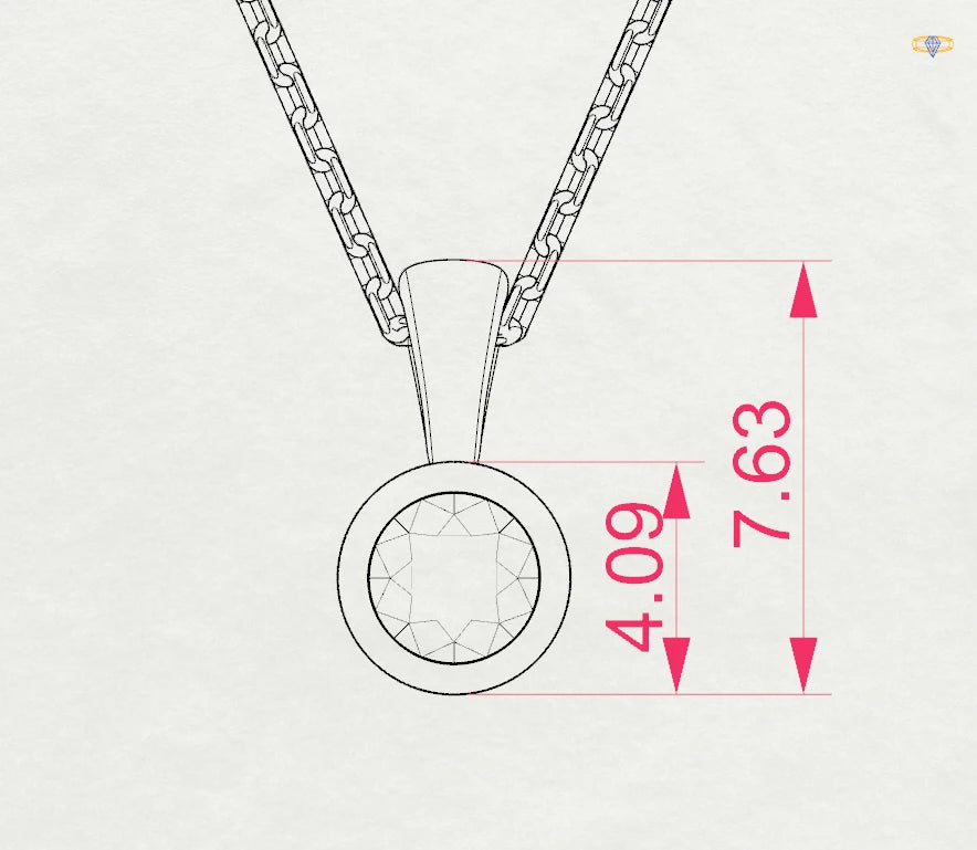 Solitär-Halskette (Rund), 0.1 ct — 104-10010(3.0)