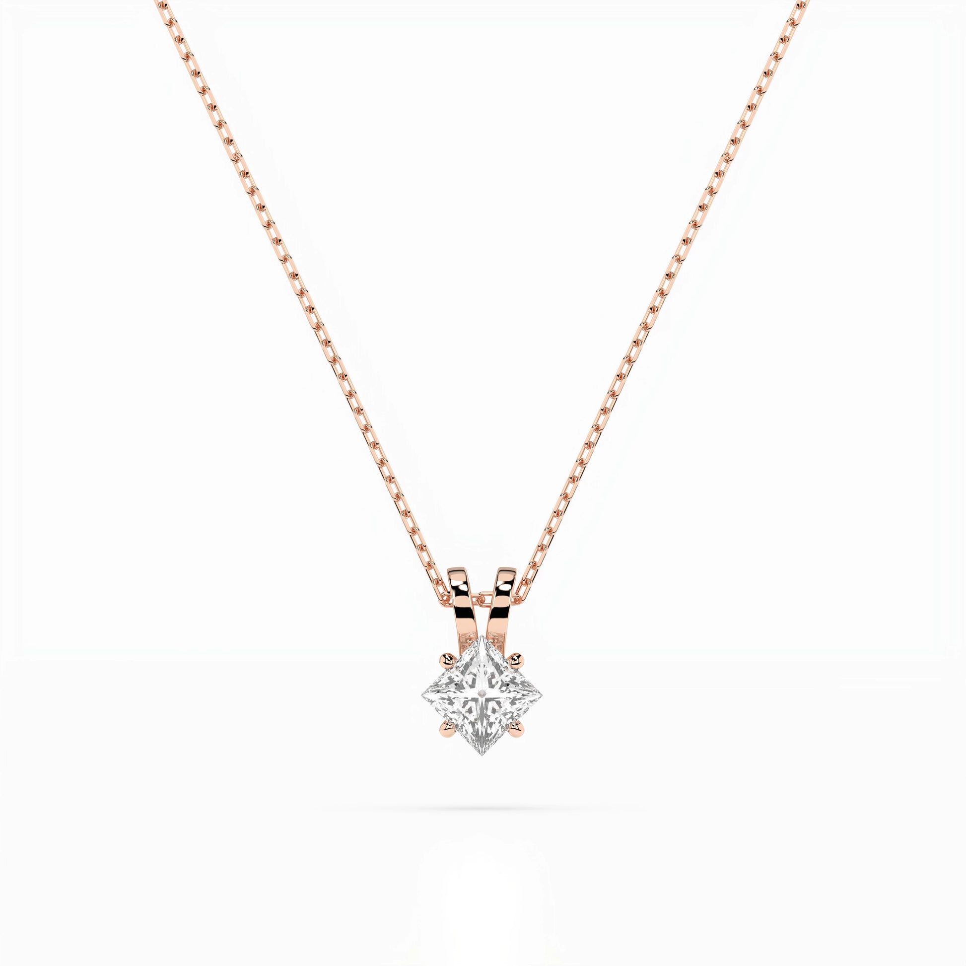 Solitär-Halskette (Prinzess), 0.3 ct — 104-10070(0.30)PR