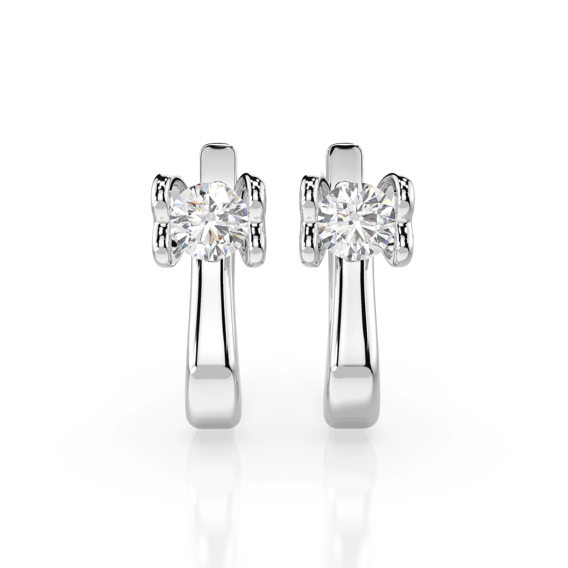 Solitär-Ohrringe mit englischem Verschluss (Rund), 0.5 ct — 102-10013(4.0)