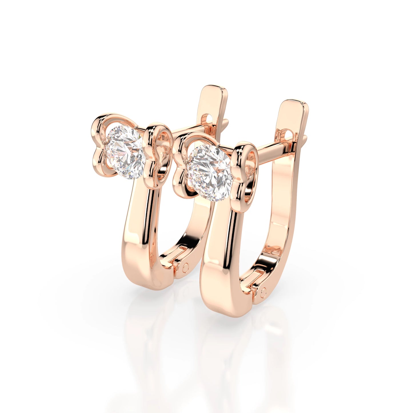 Solitär-Ohrringe mit englischem Verschluss (Rund), 0.5 ct — 102-10013(4.0)