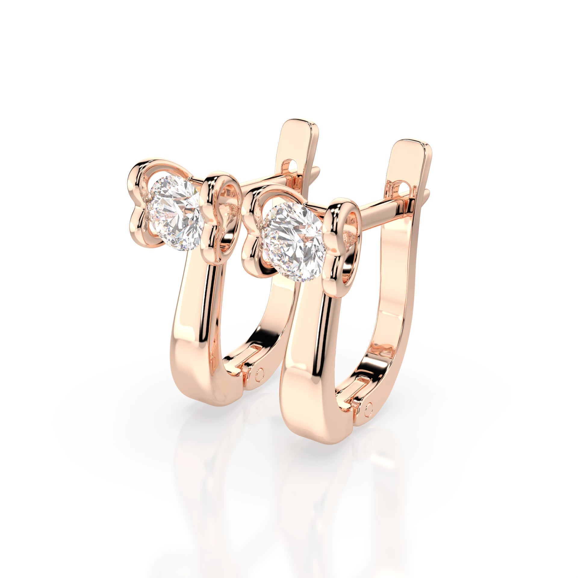 Solitär-Ohrringe mit englischem Verschluss (Rund), 0.5 ct — 102-10013(4.0)