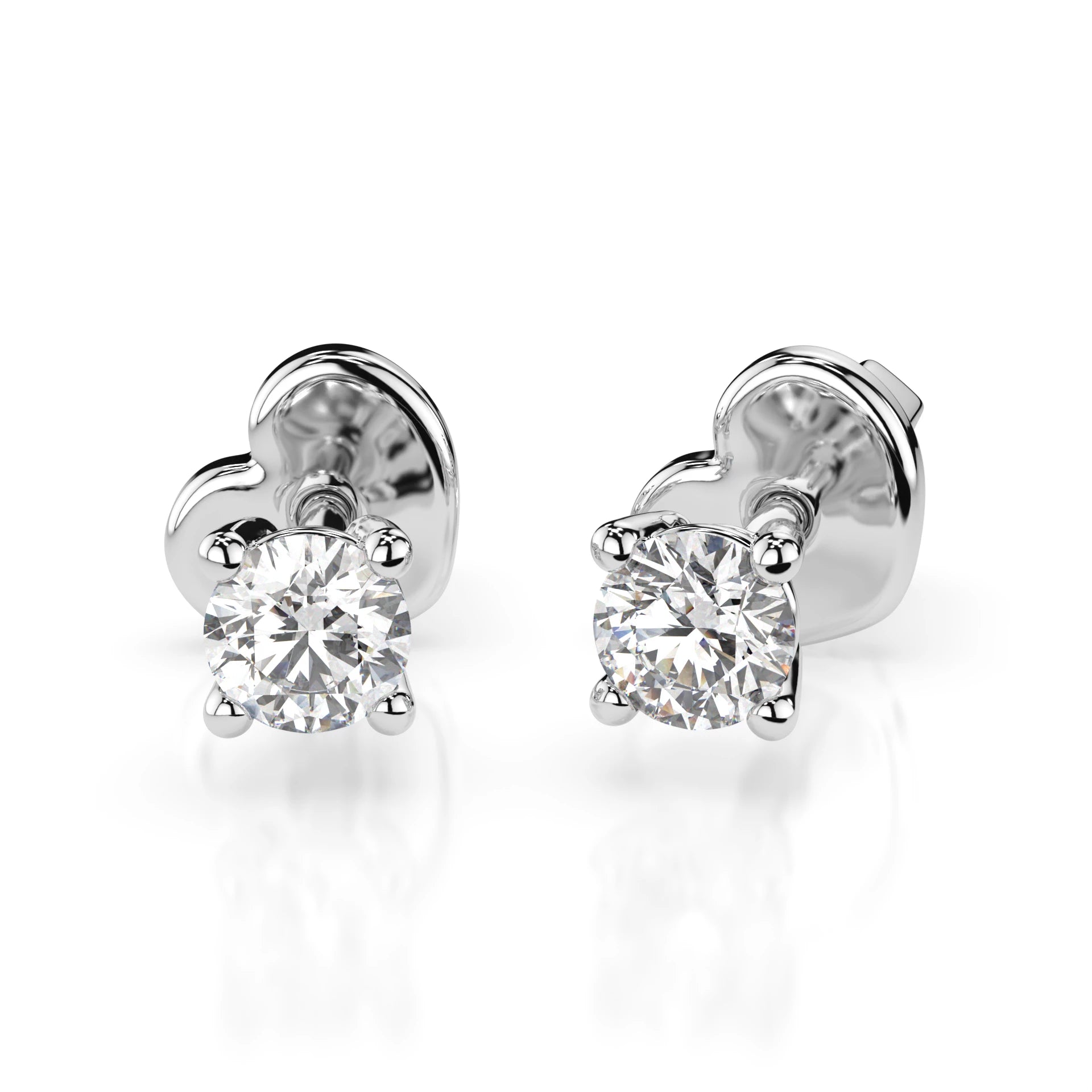 Solitär-Schmetterling-Ohrringe (Rund), 0.3 ct — 102-10012/1(3.4)