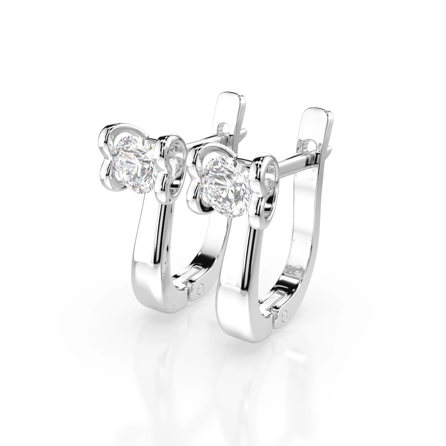 Solitär-Ohrringe mit englischem Verschluss (Rund), 0.5 ct — 102-10013(4.0)