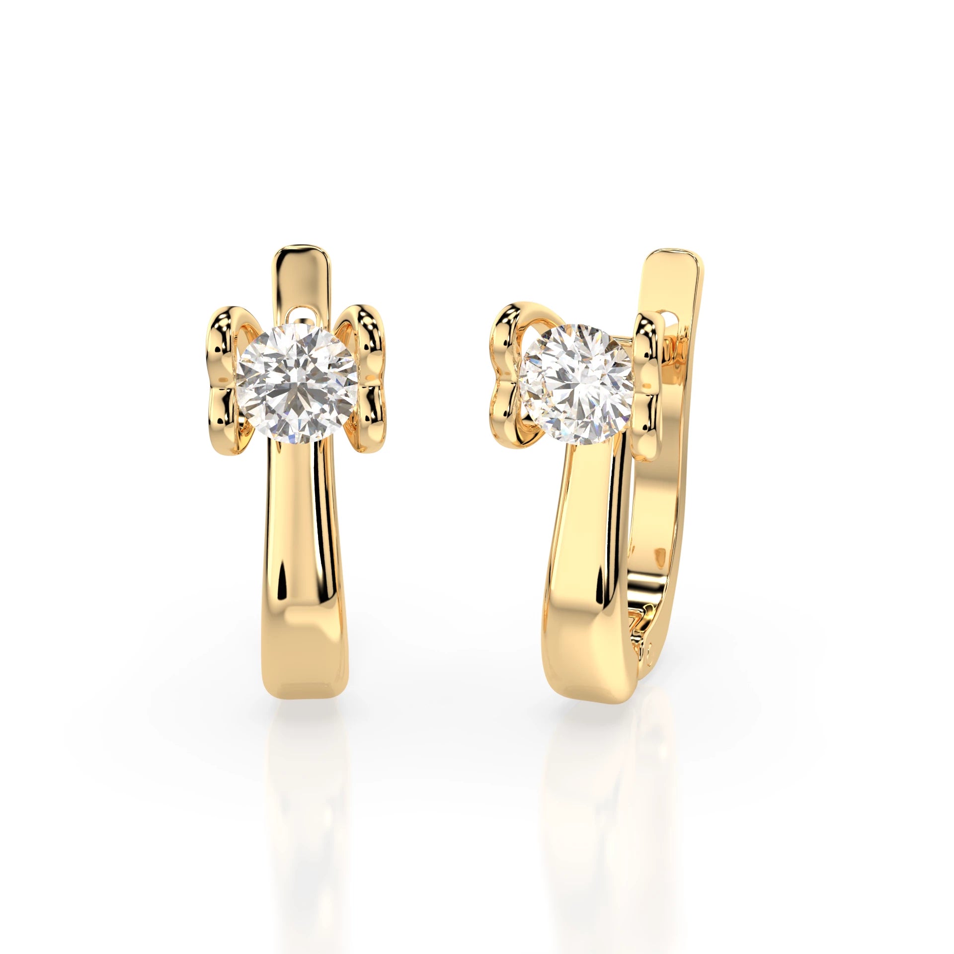 Solitär-Ohrringe mit englischem Verschluss (Rund), 0.5 ct — 102-10013(4.0)