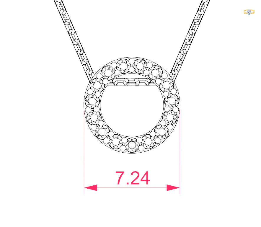 Minimalismus-Halskette (Rund), 0.09 ct — 104-10028