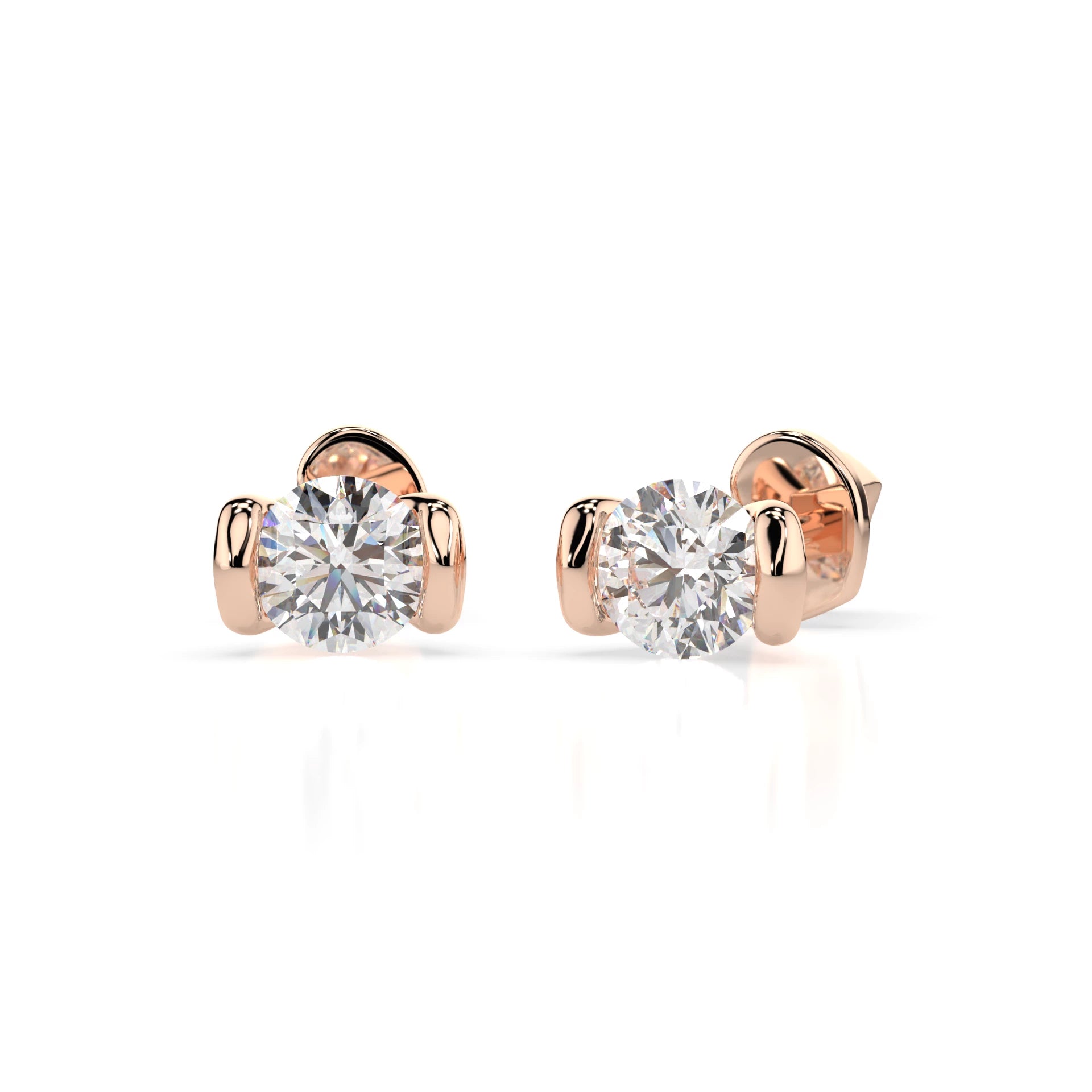 Solitär-Schmetterling-Ohrringe (Rund), 0.6 ct — 102-10016(4.2)