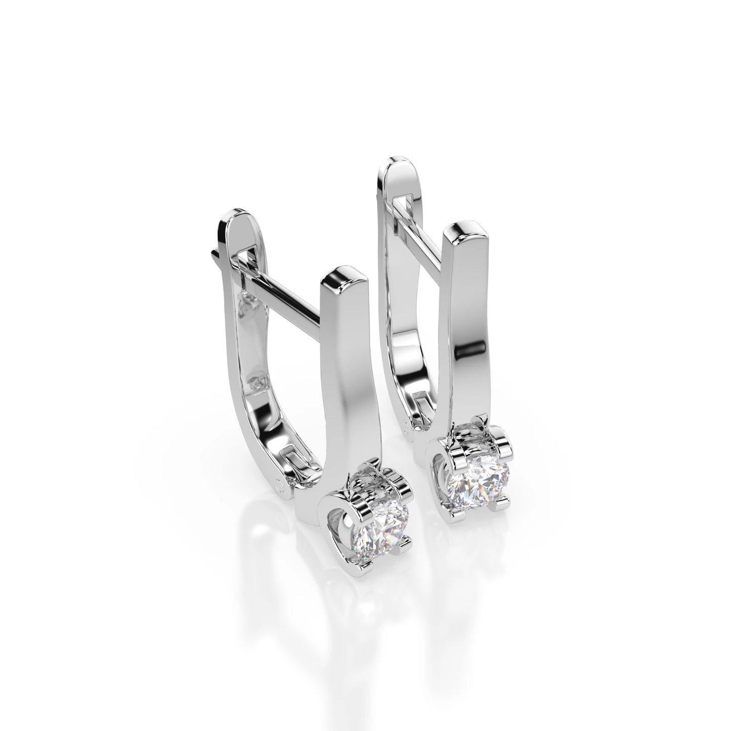 Solitär-Ohrringe mit englischem Verschluss (Rund), 0.3 ct — 102-10022(3.4)