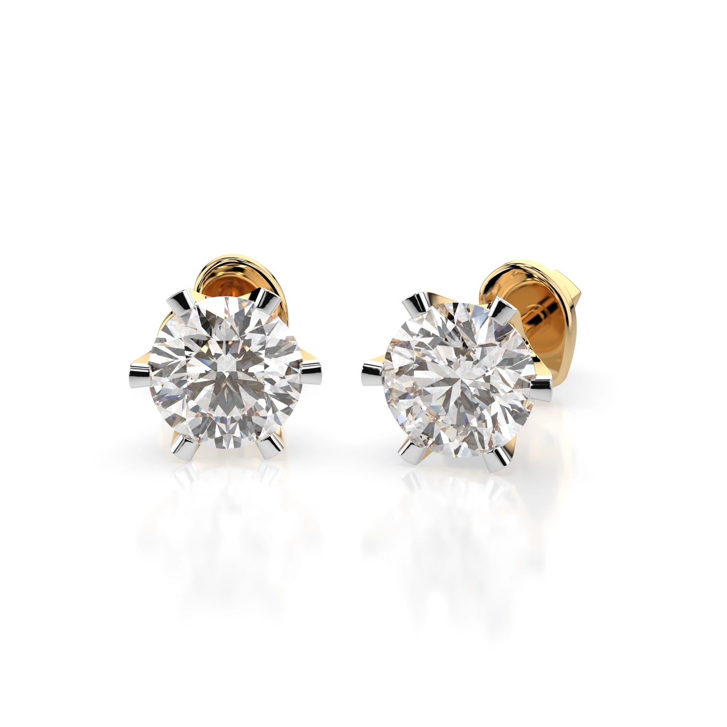 Solitär-Schmetterling-Ohrringe (Rund), 0.9 ct — 102-10040/1(4.8)
