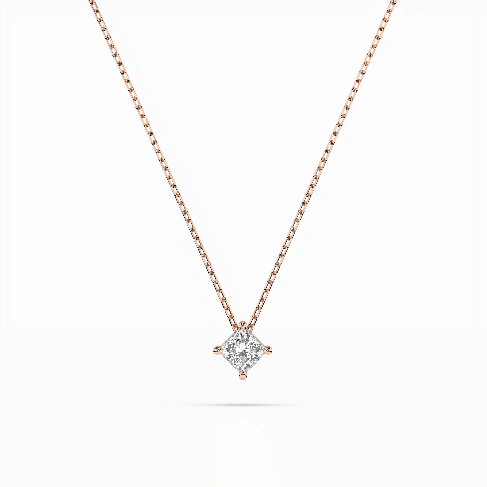 Solitär-Halskette (Prinzess), 0.1 ct — 104-10055(2.5)PR