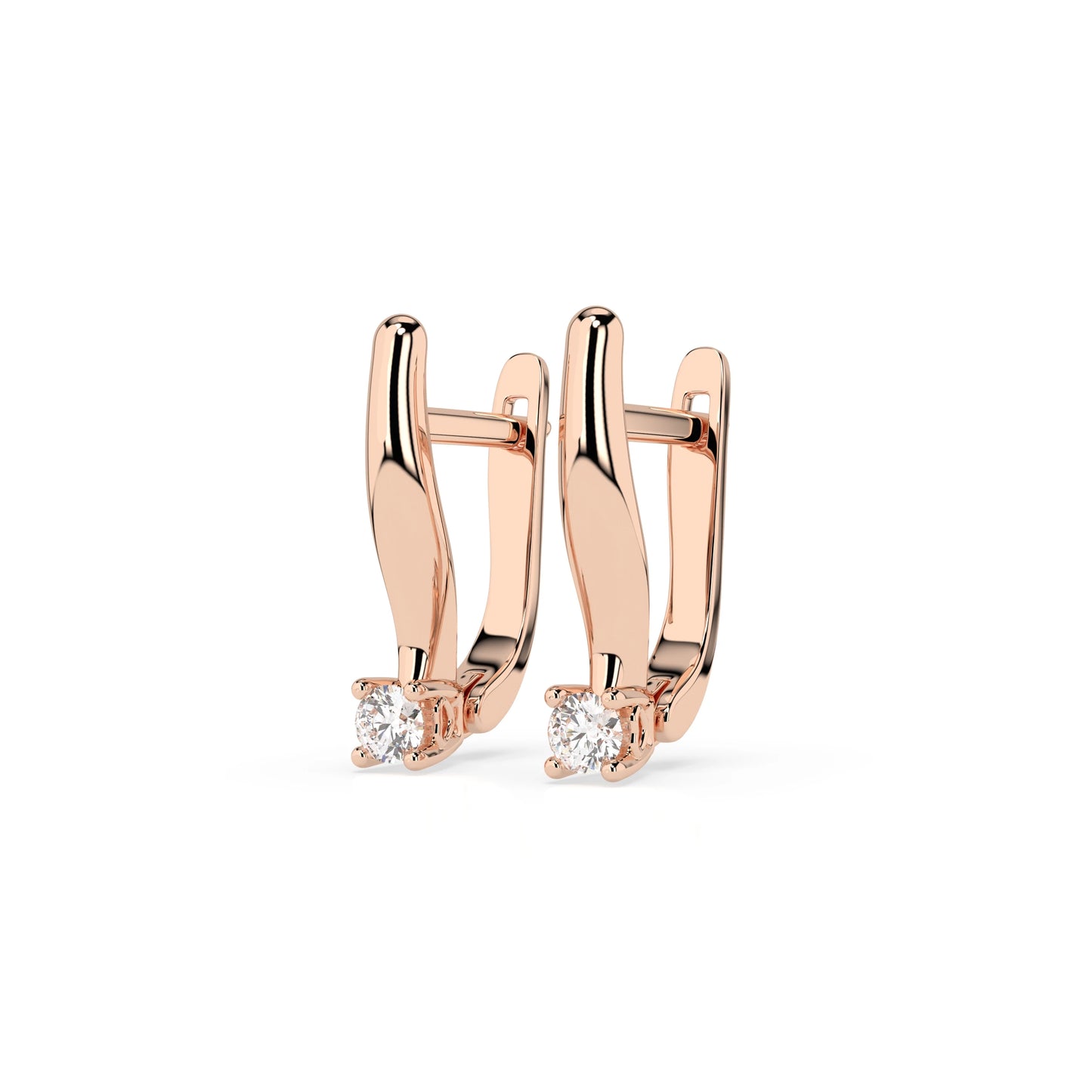 Solitär-Ohrringe mit englischem Verschluss (Rund), 0.12 ct — 102-10035(2.5)